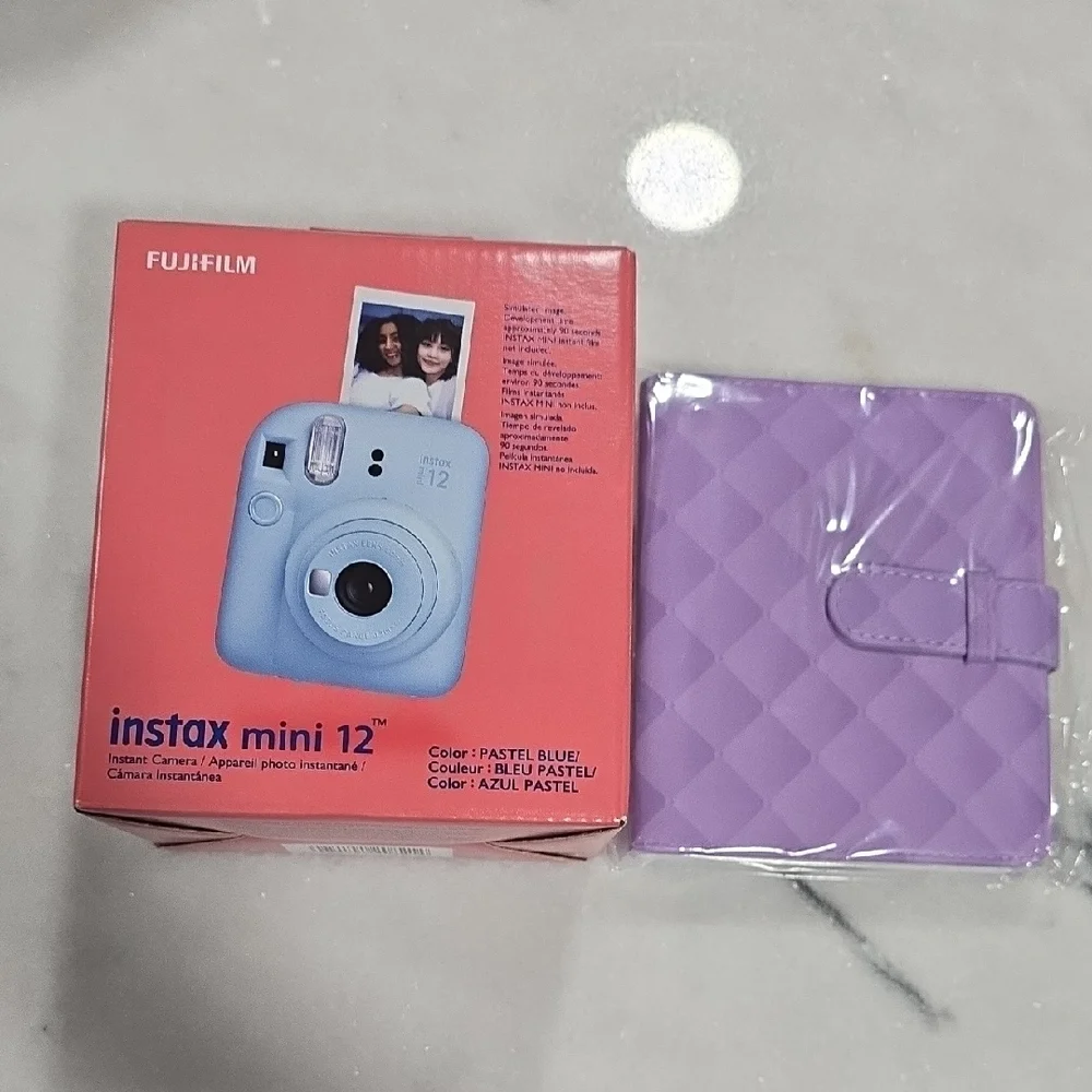 Fujifilm Instax Mini 12 in Blue with Quilted Purple Photobook Brand NEW IN BOX